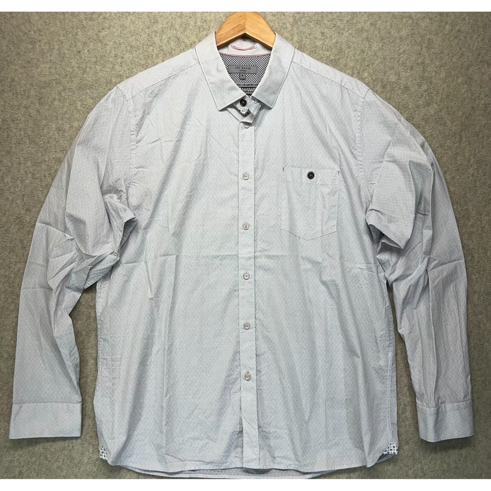 Ted Baker London Mens Button-Up Shirt Light Blue All-Over Micro Print 6/2XL